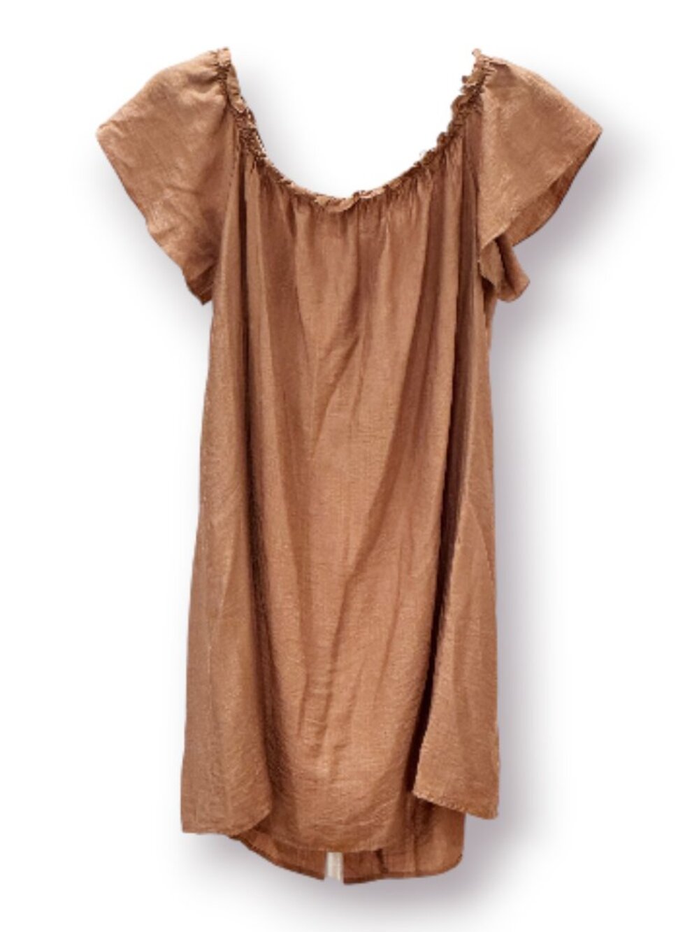 SHEIN Curve Mauve Brown Off The Shoulder Flutter Sleeve Dress 2XL NWOT